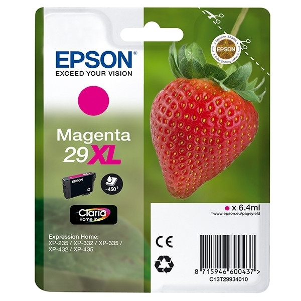 Epson 29XL (T2993) inktcartridge magenta hoge capaciteit (origineel) C13T29934010 C13T29934012 026838 - 1