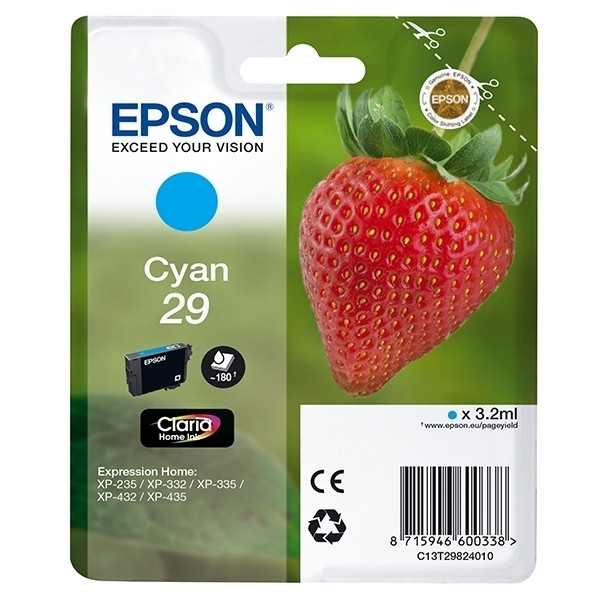 Epson 29 (T2982) inktcartridge cyaan (origineel) C13T29824010 C13T29824012 026832 - 1